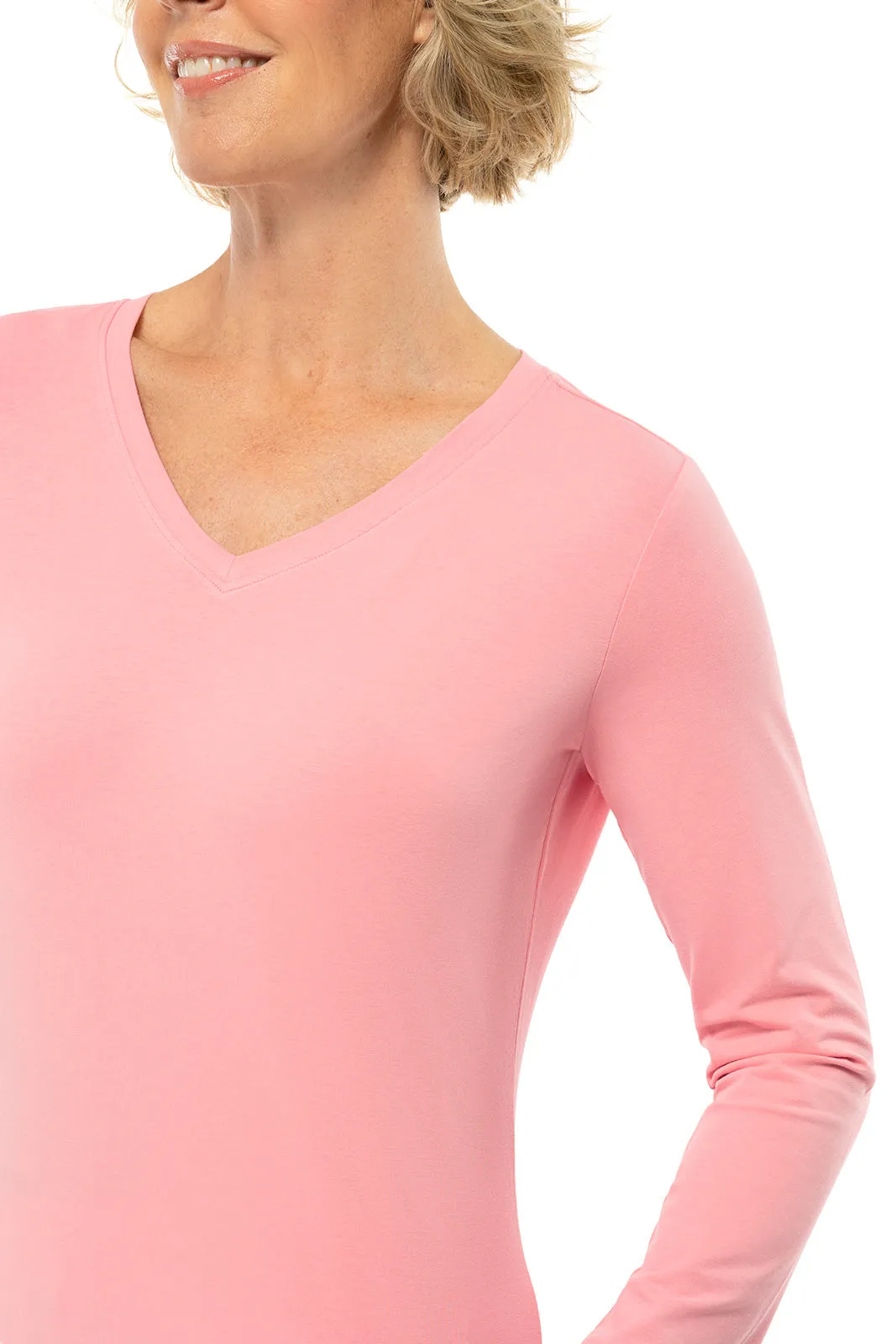 Women's Morada Everyday Long Sleeve V-Neck T-Shirt | Light Blue Heather